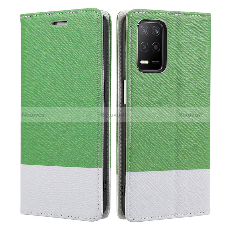 Leather Case Stands Flip Cover Holder SY2 for Realme 8 5G Green