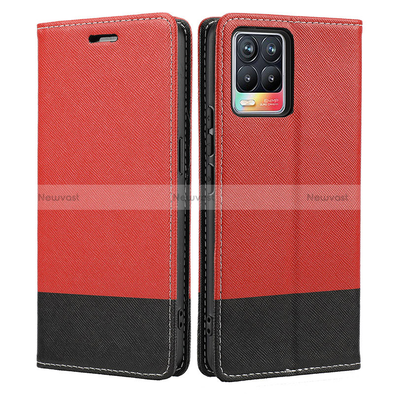 Leather Case Stands Flip Cover Holder SY2 for Realme 8 Pro Red