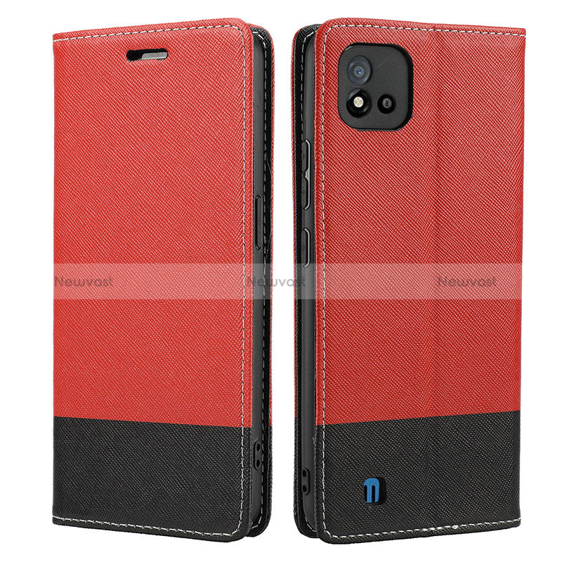 Leather Case Stands Flip Cover Holder SY2 for Realme C20 Red