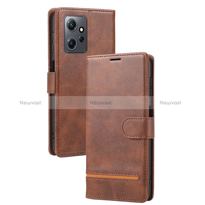 Leather Case Stands Flip Cover Holder SY3 for Xiaomi Redmi Note 12 4G Brown