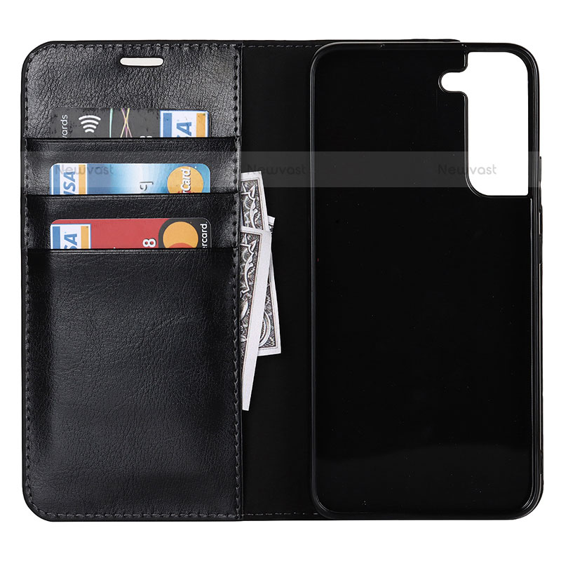 Leather Case Stands Flip Cover Holder T01D for Samsung Galaxy S22 5G