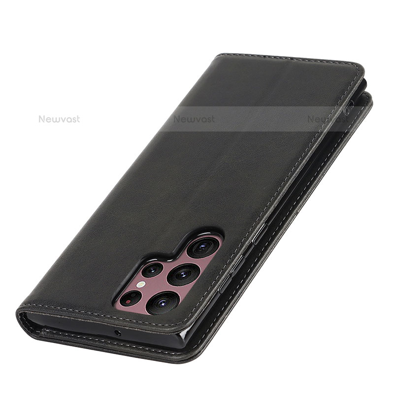 Leather Case Stands Flip Cover Holder T04D for Samsung Galaxy S21 Ultra 5G