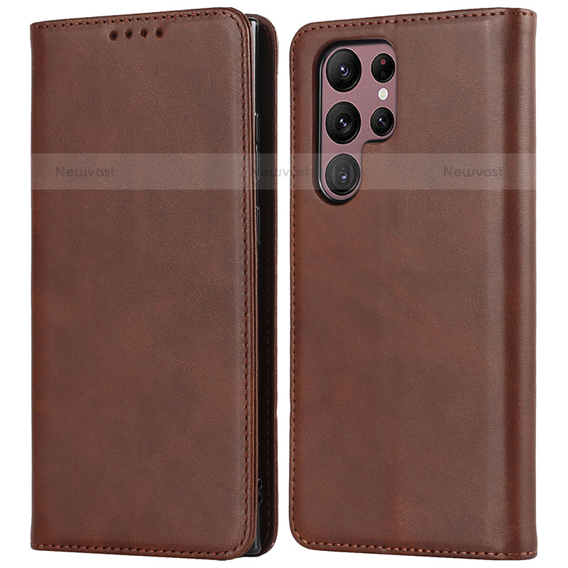 Leather Case Stands Flip Cover Holder T04D for Samsung Galaxy S21 Ultra 5G