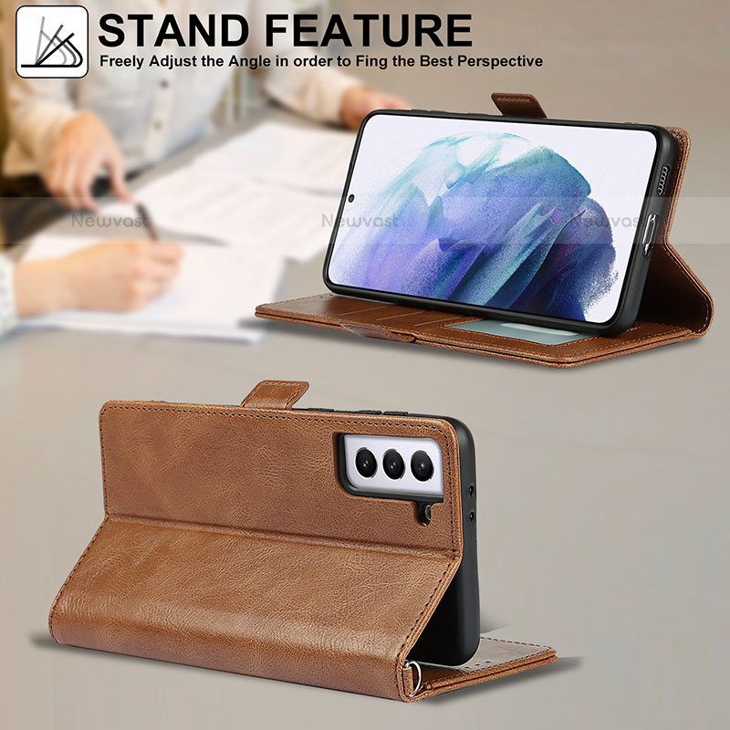 Leather Case Stands Flip Cover Holder T04D for Samsung Galaxy S23 Plus 5G