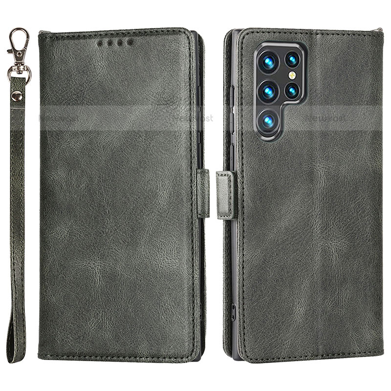 Leather Case Stands Flip Cover Holder T05D for Samsung Galaxy S23 Ultra 5G