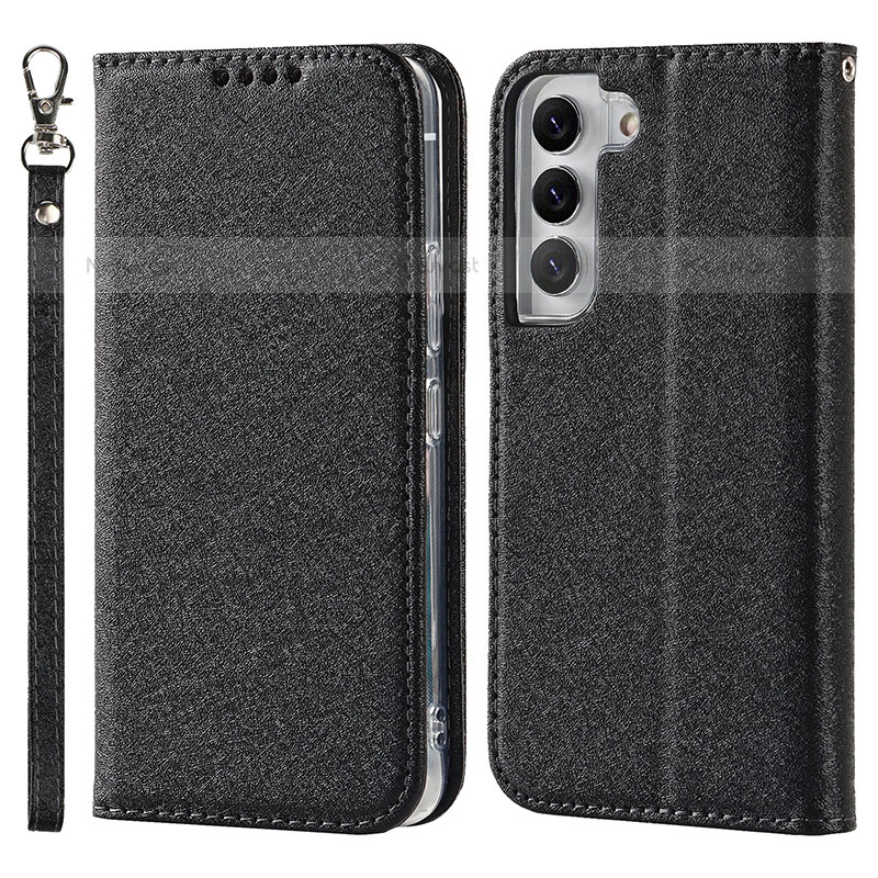 Leather Case Stands Flip Cover Holder T08D for Samsung Galaxy S21 Plus 5G Black