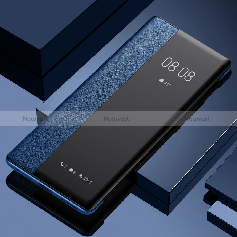 Leather Case Stands Flip Cover Holder TB1 for Oppo A95 5G Blue