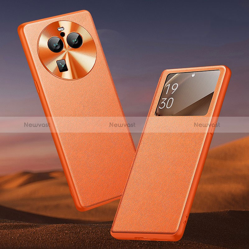 Leather Case Stands Flip Cover Holder TB1 for Oppo Find X6 5G Orange