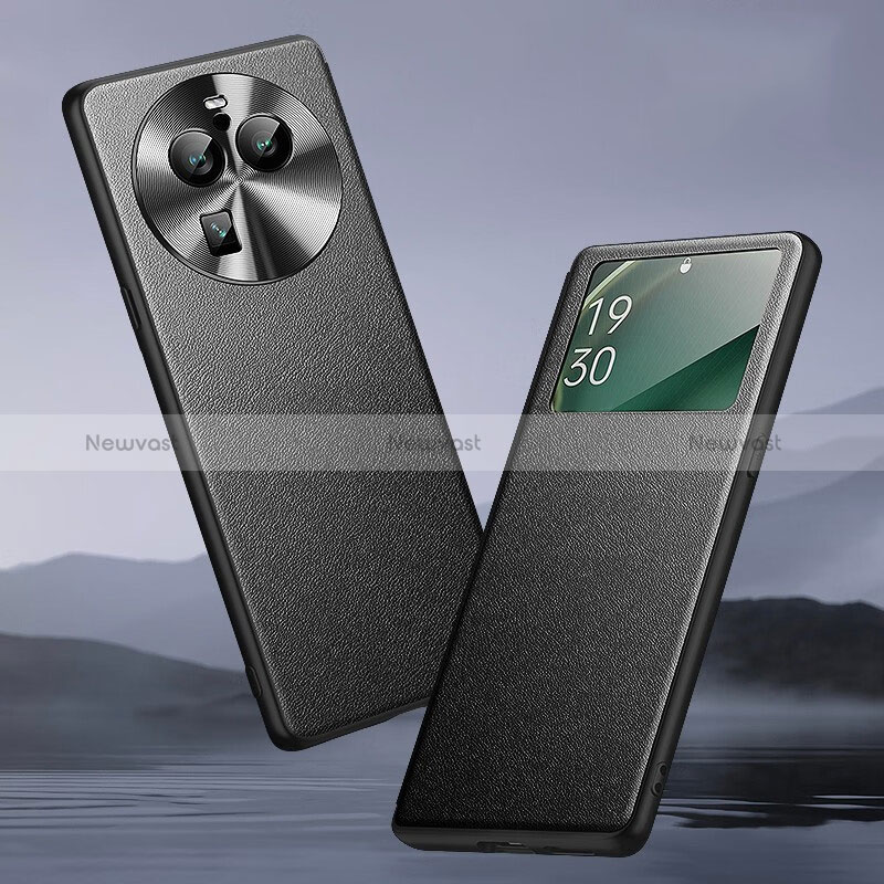 Leather Case Stands Flip Cover Holder TB1 for Oppo Find X6 Pro 5G Black