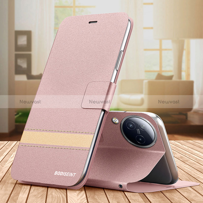 Leather Case Stands Flip Cover Holder TB1 for Xiaomi Civi 3 5G Rose Gold