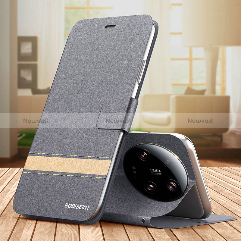 Leather Case Stands Flip Cover Holder TB1 for Xiaomi Mi 13 Ultra 5G Gray