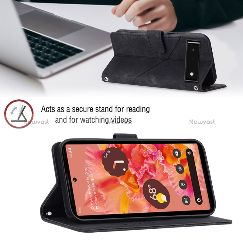 Leather Case Stands Flip Cover Holder Y01B for Google Pixel 6 5G