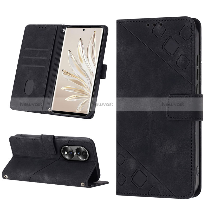 Leather Case Stands Flip Cover Holder Y01B for Huawei Honor 70 5G