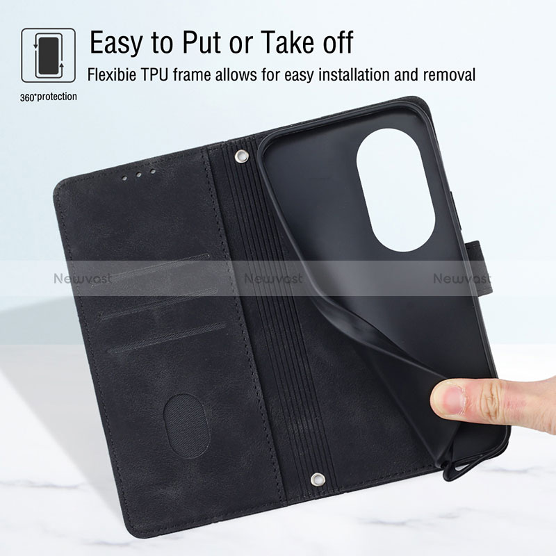 Leather Case Stands Flip Cover Holder Y01B for Huawei Honor 70 5G