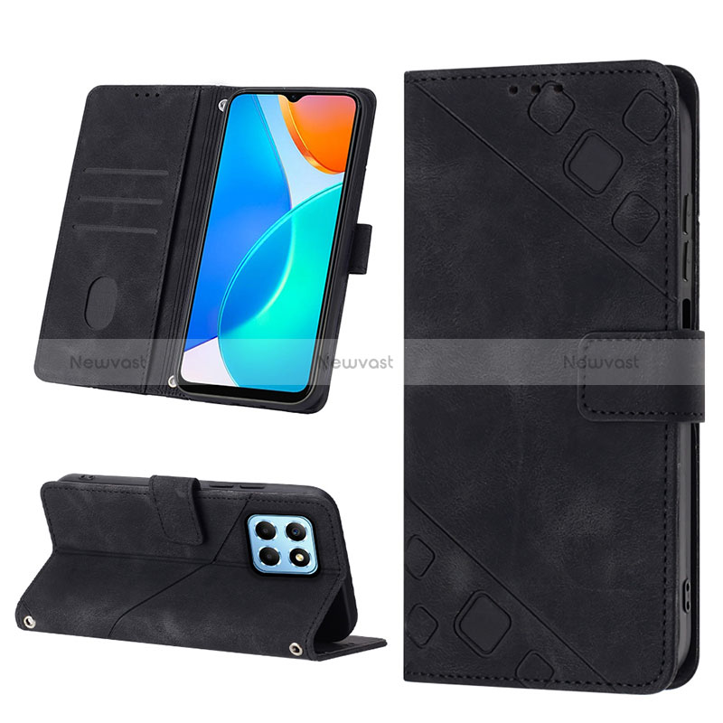 Leather Case Stands Flip Cover Holder Y01B for Huawei Honor X6 5G