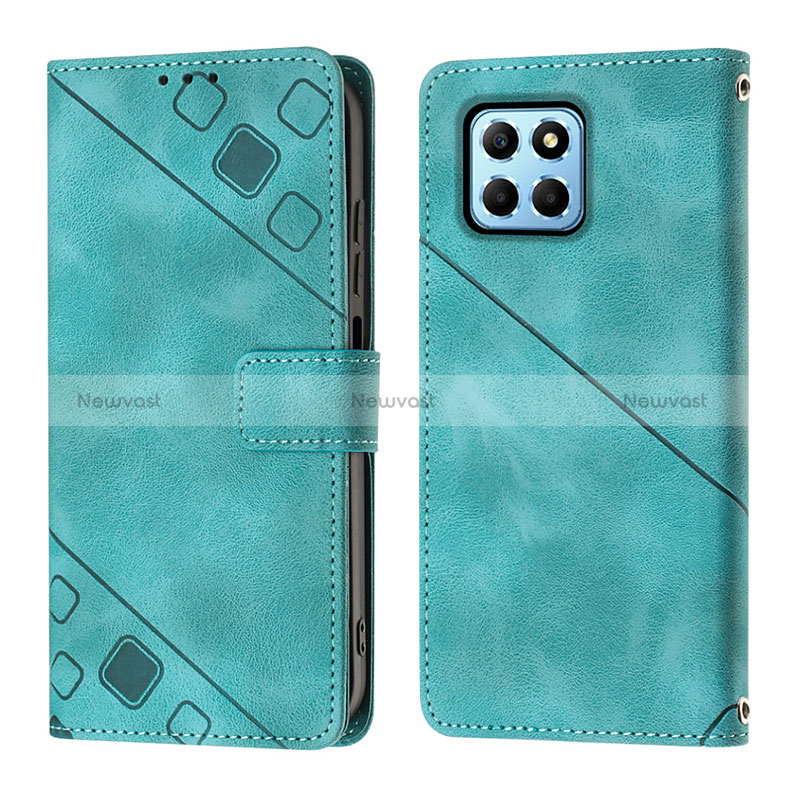 Leather Case Stands Flip Cover Holder Y01B for Huawei Honor X6 Green