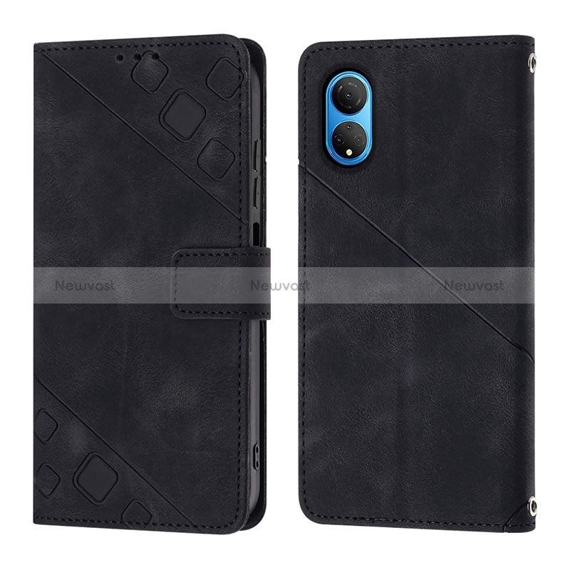 Leather Case Stands Flip Cover Holder Y01B for Huawei Honor X7 Black