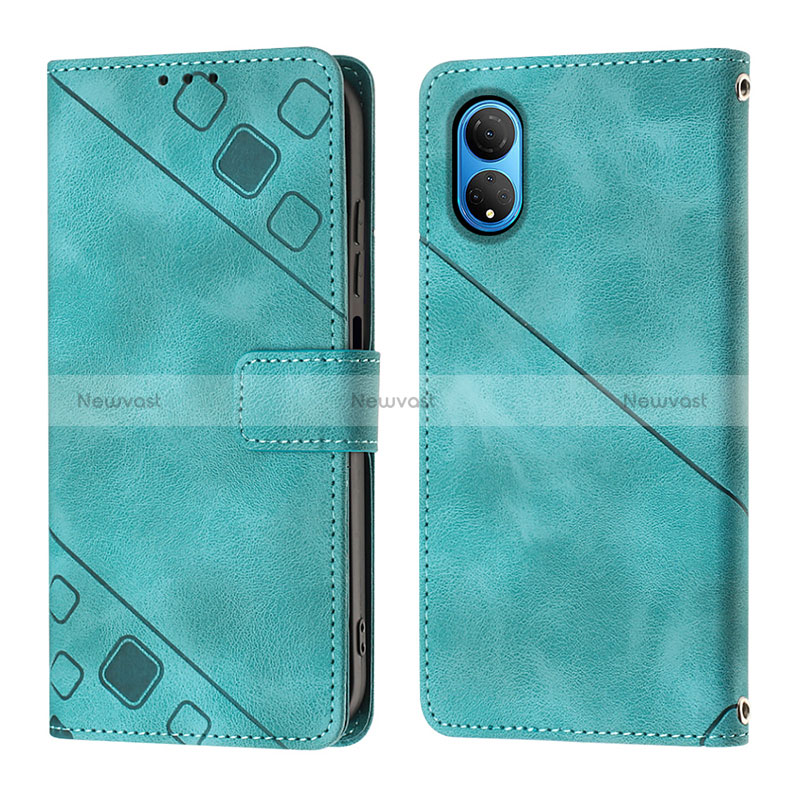 Leather Case Stands Flip Cover Holder Y01B for Huawei Honor X7 Green