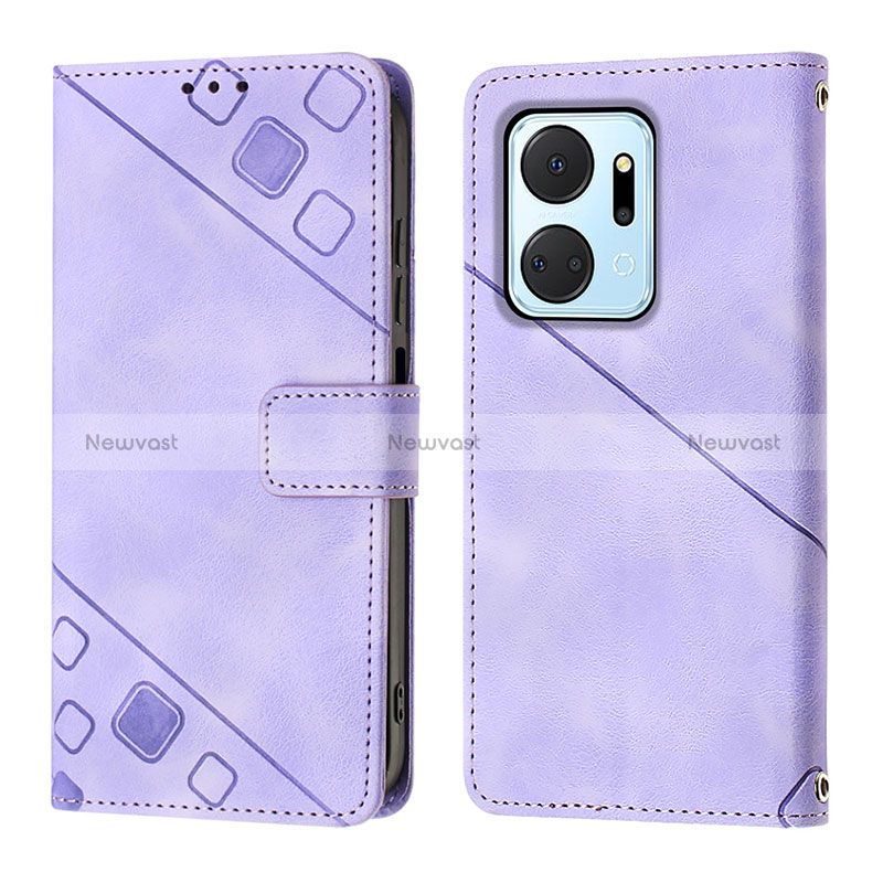 Leather Case Stands Flip Cover Holder Y01B for Huawei Honor X7a