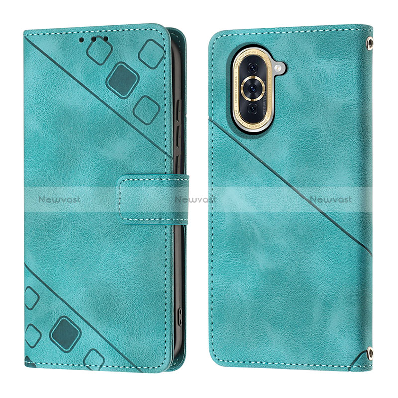 Leather Case Stands Flip Cover Holder Y01B for Huawei Nova 10 Green