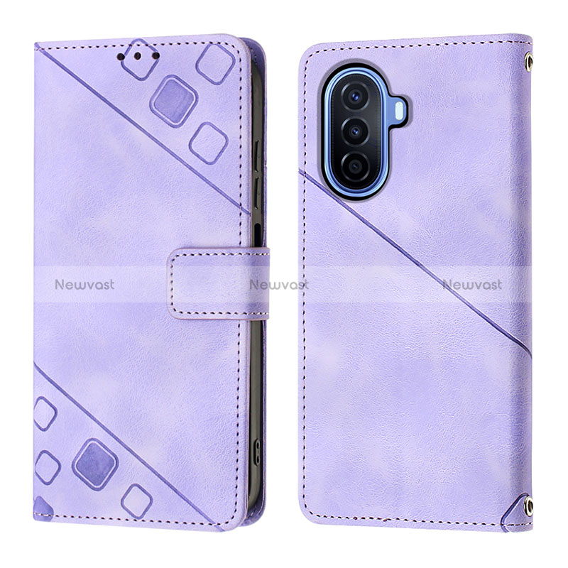 Leather Case Stands Flip Cover Holder Y01B for Huawei Nova Y70