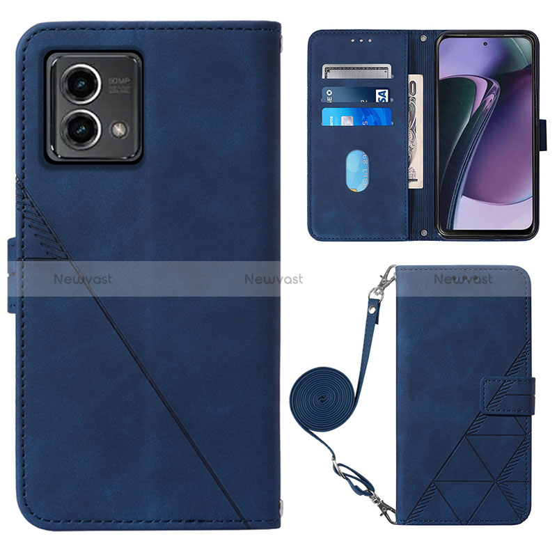 Leather Case Stands Flip Cover Holder Y01B for Motorola Moto G Stylus (2023) 4G Blue