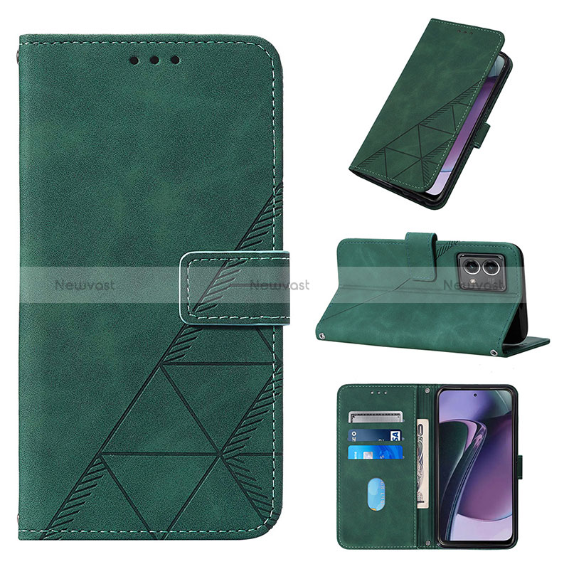 Leather Case Stands Flip Cover Holder Y01B for Motorola Moto G Stylus (2023) 4G Green