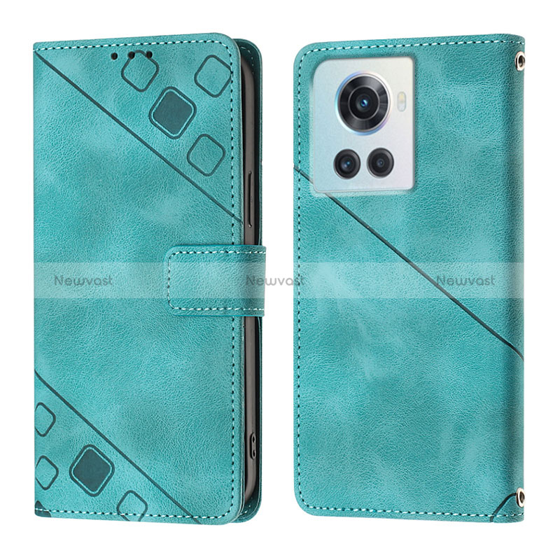 Leather Case Stands Flip Cover Holder Y01B for OnePlus 10R 5G Green