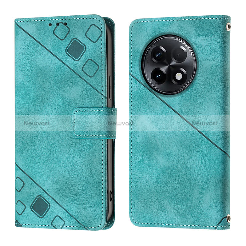 Leather Case Stands Flip Cover Holder Y01B for OnePlus 11R 5G Green