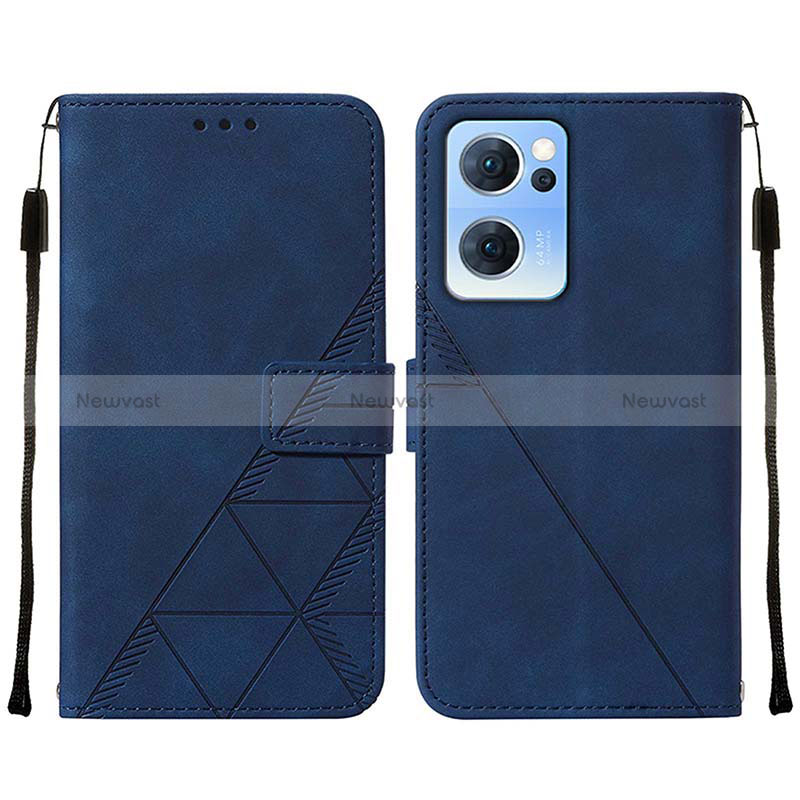 Leather Case Stands Flip Cover Holder Y01B for OnePlus Nord CE 2 5G Blue