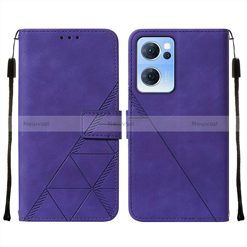 Leather Case Stands Flip Cover Holder Y01B for OnePlus Nord CE 2 5G Purple