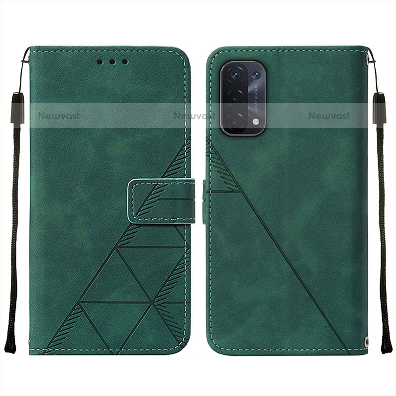 Leather Case Stands Flip Cover Holder Y01B for OnePlus Nord N200 5G Green