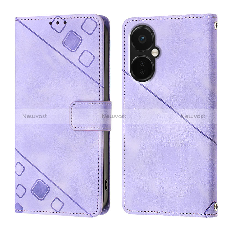 Leather Case Stands Flip Cover Holder Y01B for OnePlus Nord N30 5G Purple