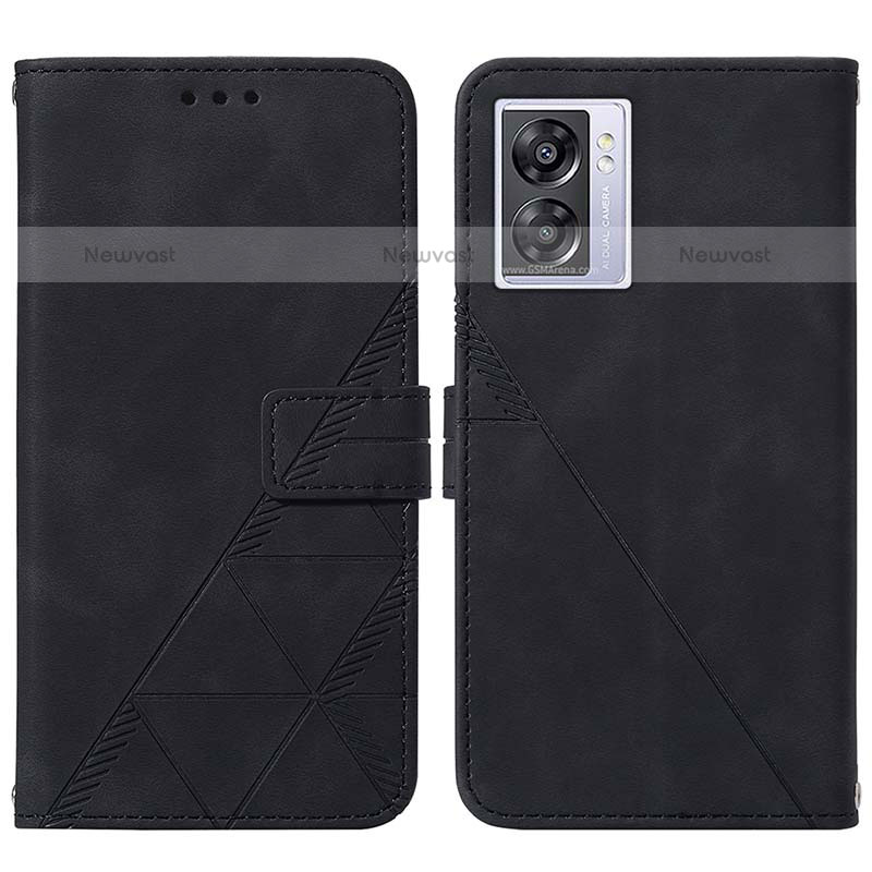 Leather Case Stands Flip Cover Holder Y01B for OnePlus Nord N300 5G Black