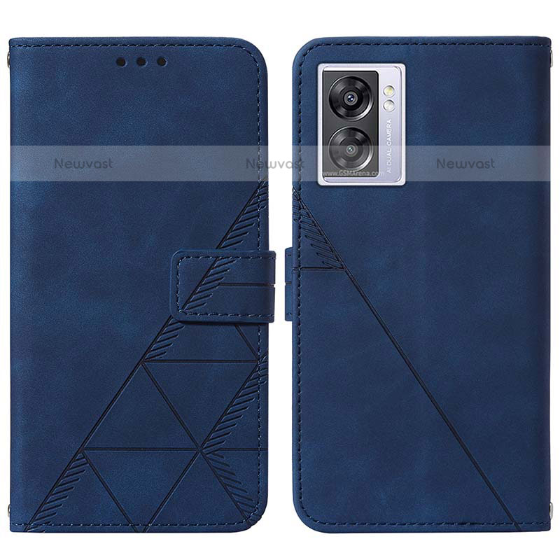 Leather Case Stands Flip Cover Holder Y01B for OnePlus Nord N300 5G Blue