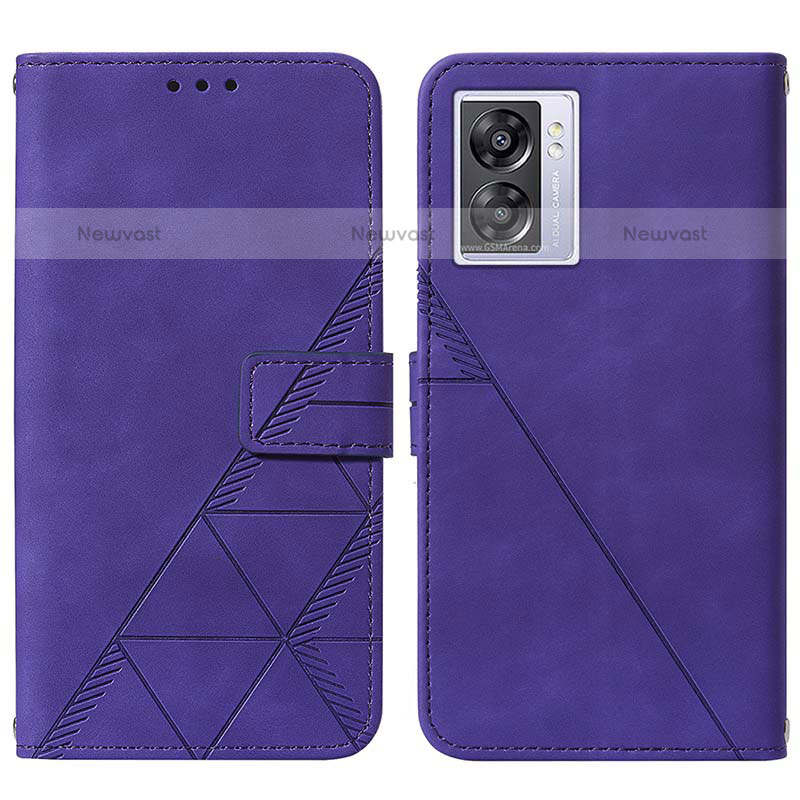 Leather Case Stands Flip Cover Holder Y01B for OnePlus Nord N300 5G Purple