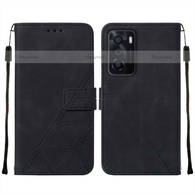 Leather Case Stands Flip Cover Holder Y01B for Oppo A55S 5G