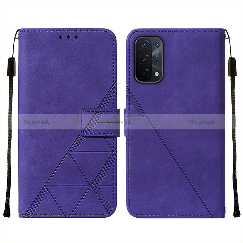 Leather Case Stands Flip Cover Holder Y01B for Oppo A74 5G