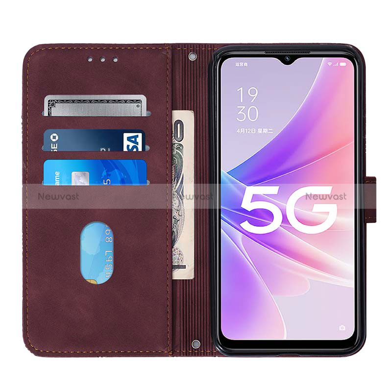 Leather Case Stands Flip Cover Holder Y01B for Oppo A77 5G