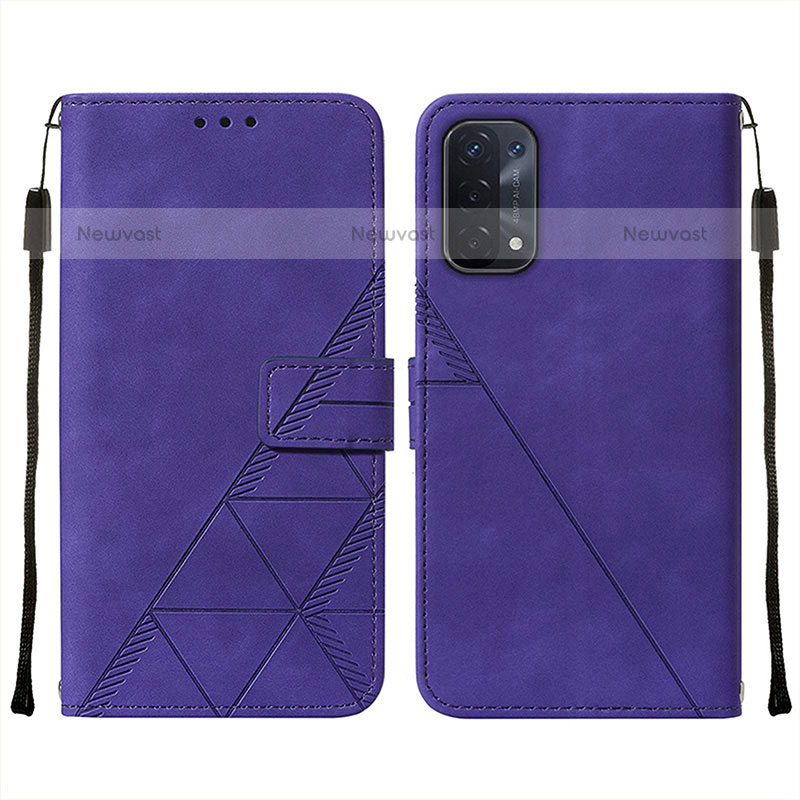 Leather Case Stands Flip Cover Holder Y01B for Oppo A93 5G Purple