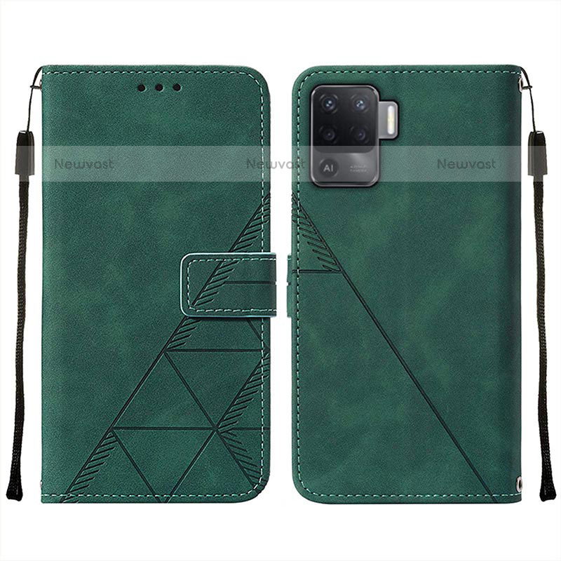 Leather Case Stands Flip Cover Holder Y01B for Oppo A94 4G Green