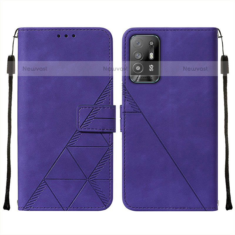 Leather Case Stands Flip Cover Holder Y01B for Oppo A94 5G Purple