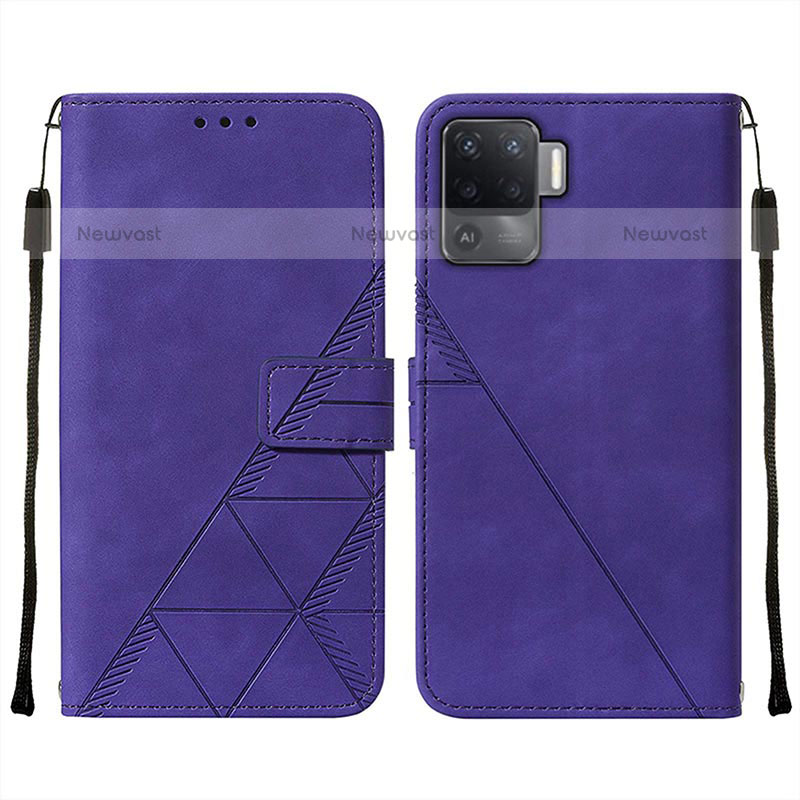 Leather Case Stands Flip Cover Holder Y01B for Oppo F19 Pro Purple