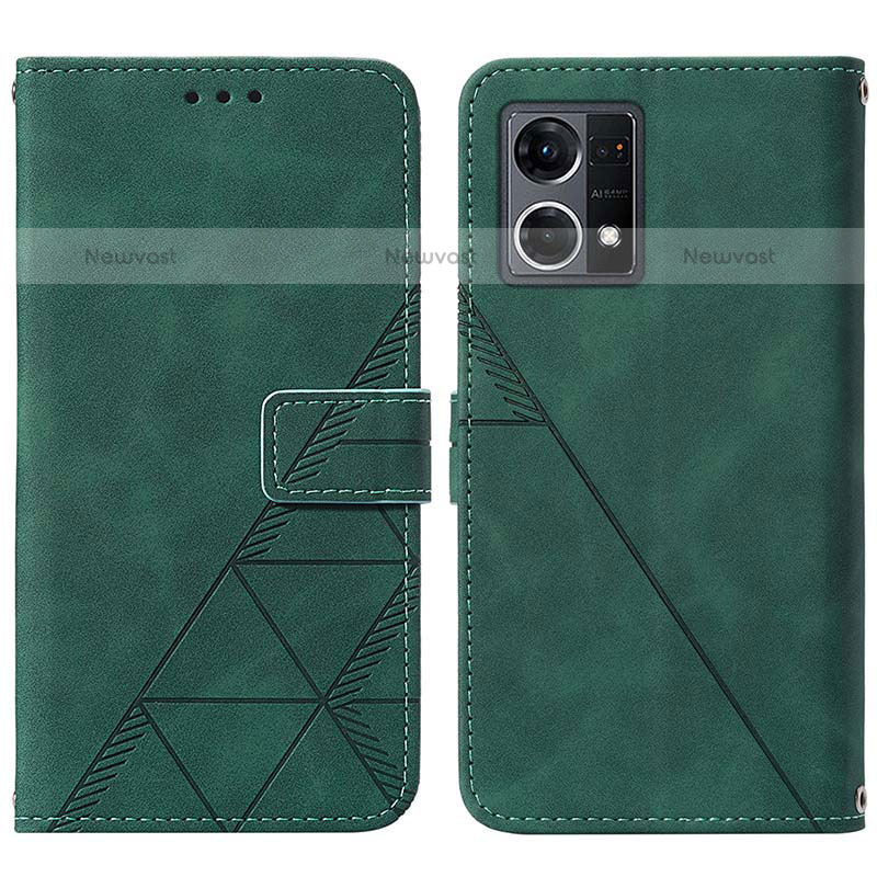 Leather Case Stands Flip Cover Holder Y01B for Oppo F21 Pro 4G Green