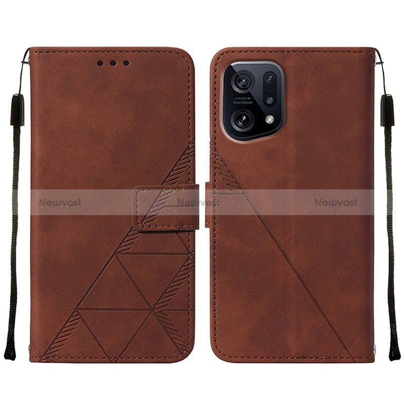 Leather Case Stands Flip Cover Holder Y01B for Oppo Find X5 5G