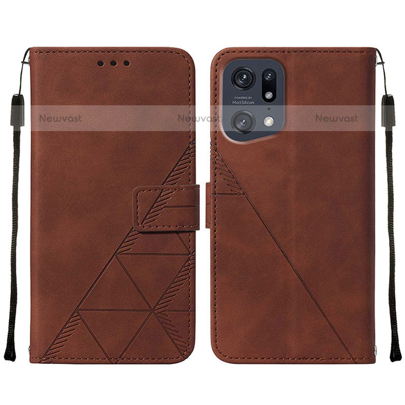 Leather Case Stands Flip Cover Holder Y01B for Oppo Find X5 Pro 5G