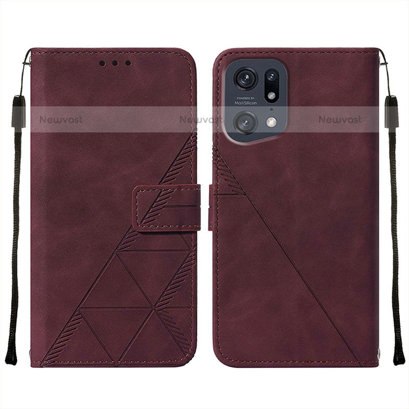 Leather Case Stands Flip Cover Holder Y01B for Oppo Find X5 Pro 5G