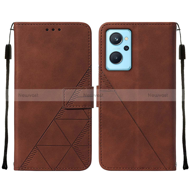 Leather Case Stands Flip Cover Holder Y01B for Oppo K10 4G Brown