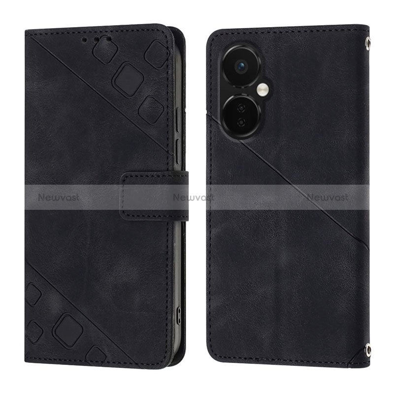 Leather Case Stands Flip Cover Holder Y01B for Oppo K11x 5G Black