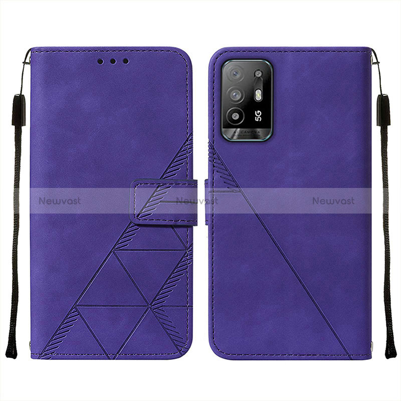 Leather Case Stands Flip Cover Holder Y01B for Oppo Reno5 Z 5G Purple